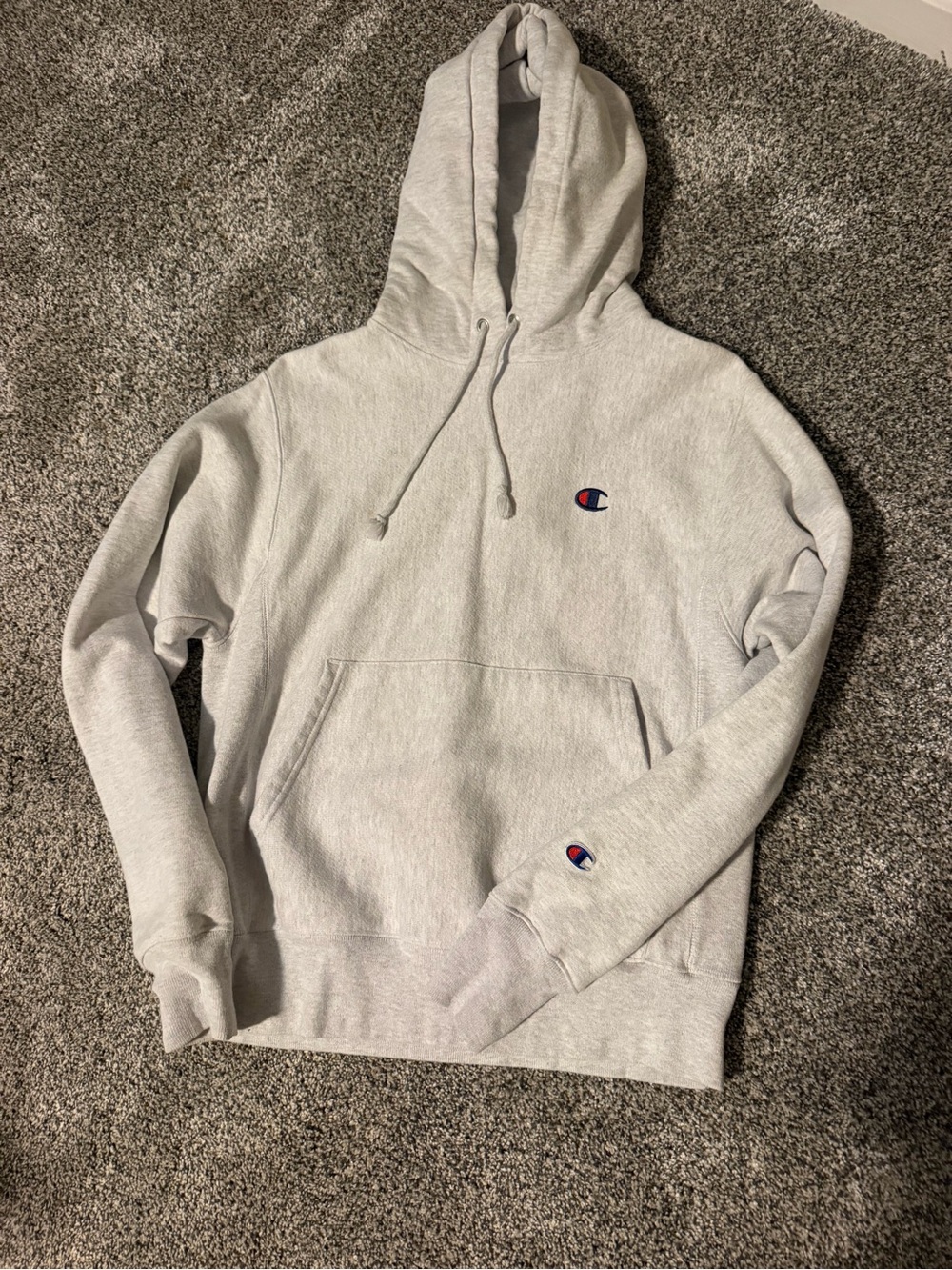 Champion Light Gray Crewneck Hoodie with C Logo